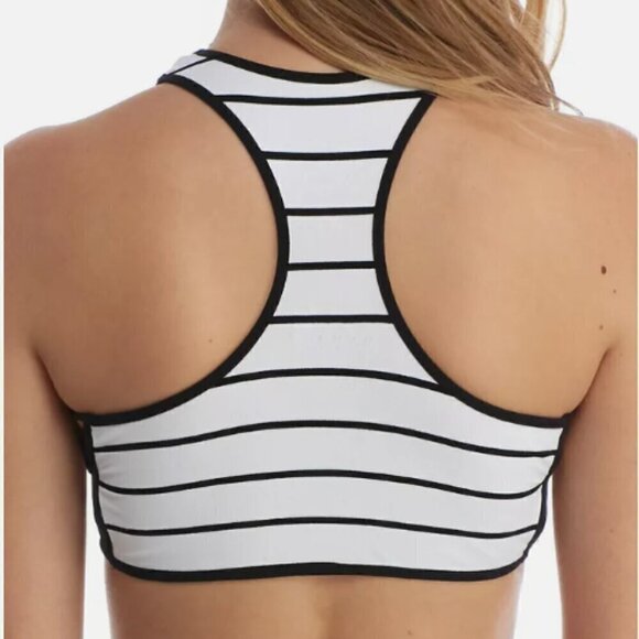 Free People NWOT Black and White Striped Side Cross Cropped Brami Tank Top M/L - Picture 2 of 6